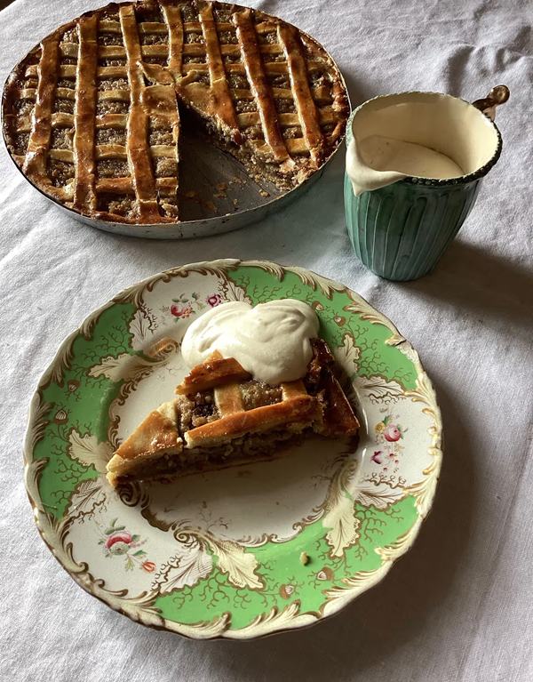 Apple, almond and walnut tart