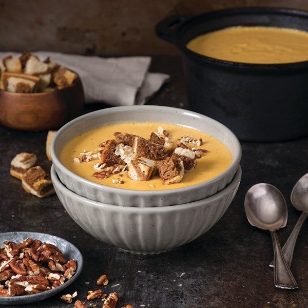Apple and beer cheese soup