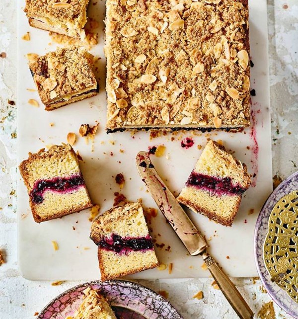 Apple and Black Forest fruit crumble cake