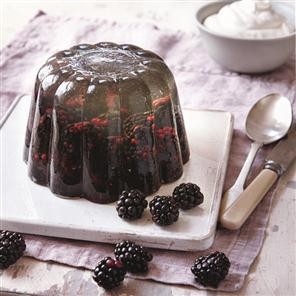 Apple and blackberry jelly and cream