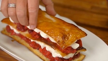 Apple and blackberry millefeuille tart