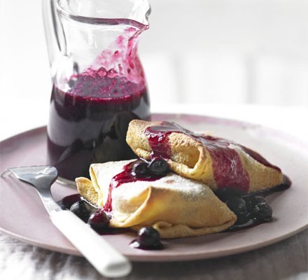Apple and blueberry blintzes