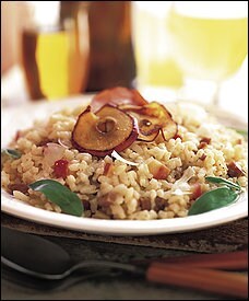 Apple and country ham risotto
