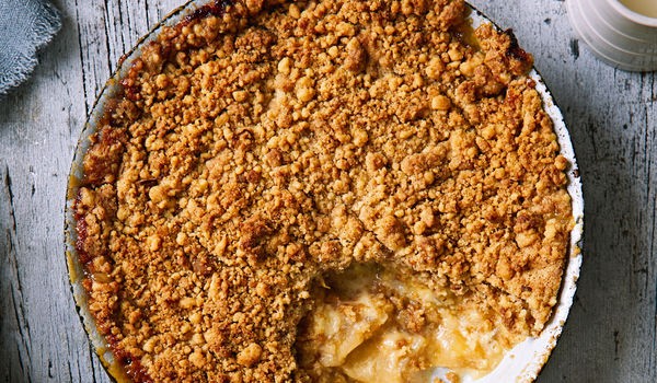 Apple and custard crumble