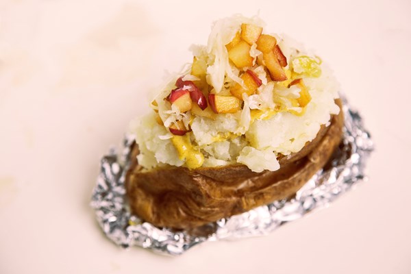 Apple and kraut stuffed potato