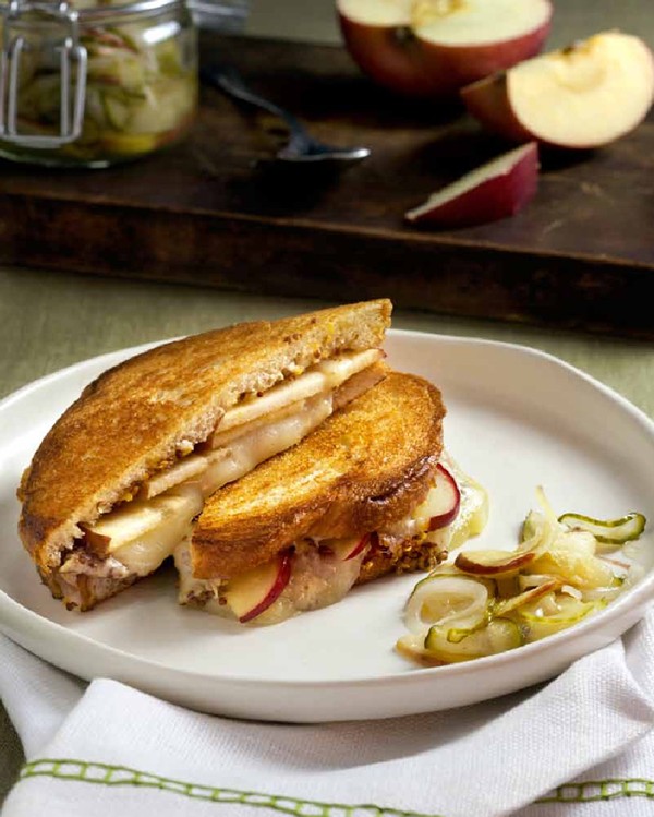 Apple and mustard grilled cheese sandwiches