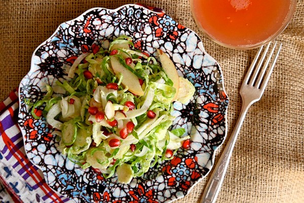Apple and pomegranate Brussels sprout salad