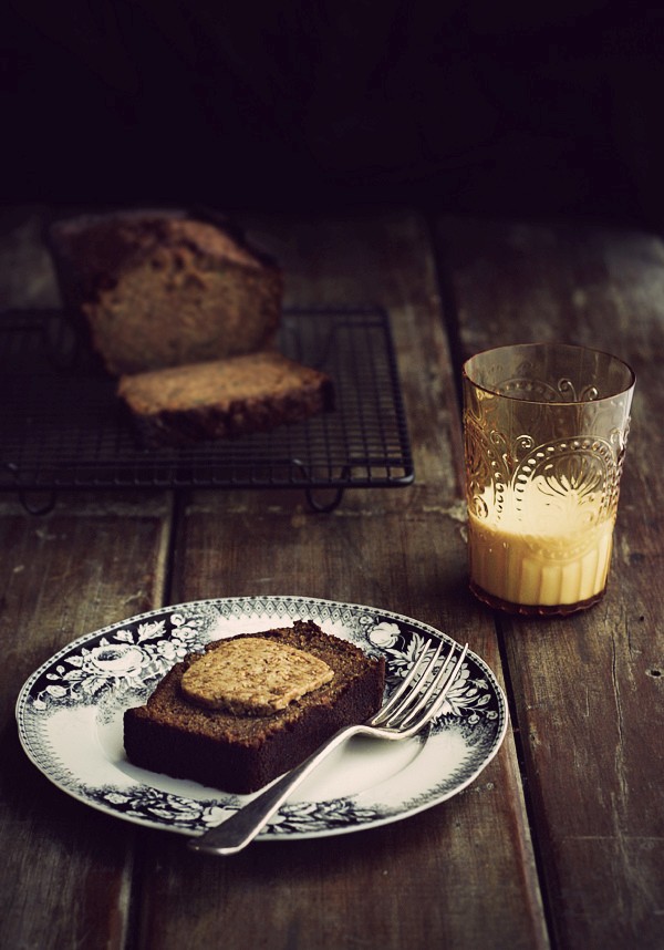 Apple and zucchini bread with honeycomb butter