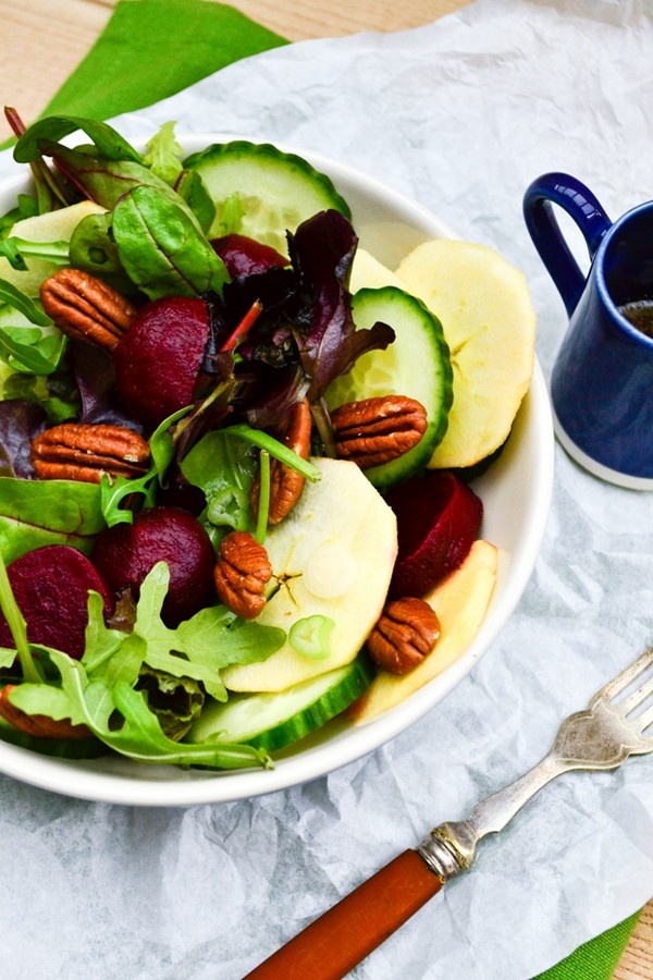 Apple, beet and pecan salad