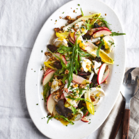 Apple, beetroot, goats' cheese and walnut salad