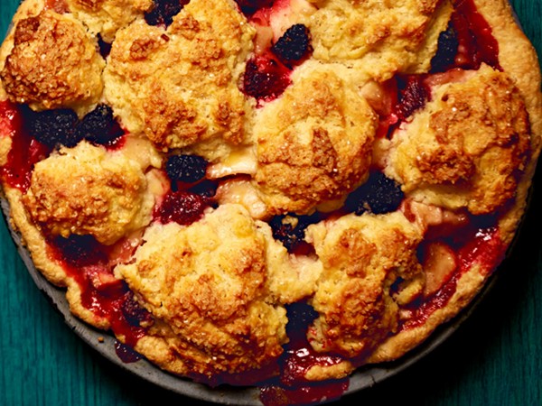 Apple-berry cobbler pie