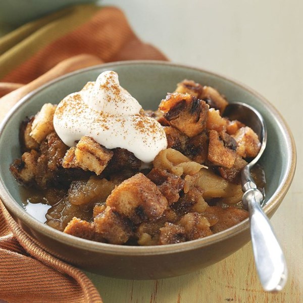 Apple betty with almond cream