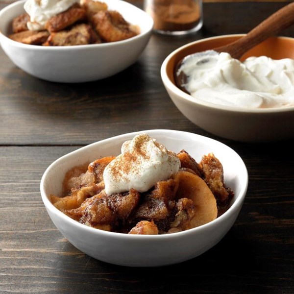 Apple betty with almond cream