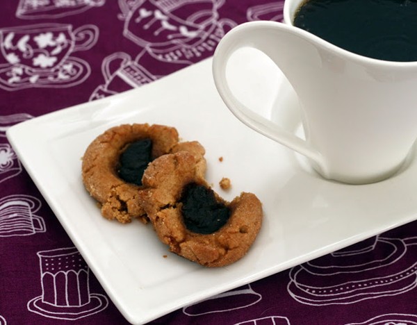 Apple butter-peanut butter thumbprint cookies