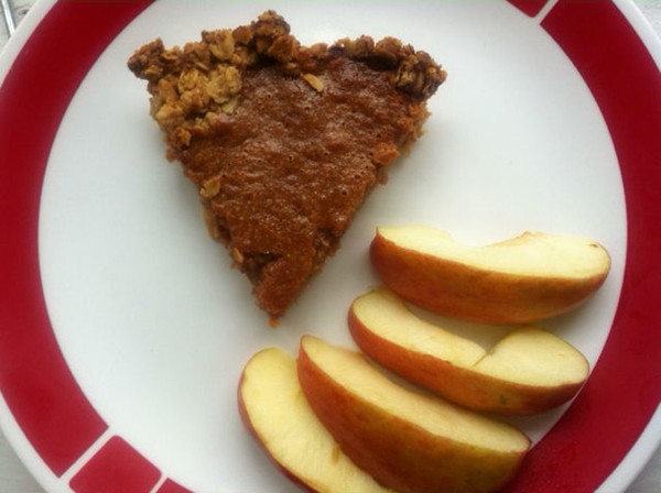 Apple butter pie with oatmeal pecan crust
