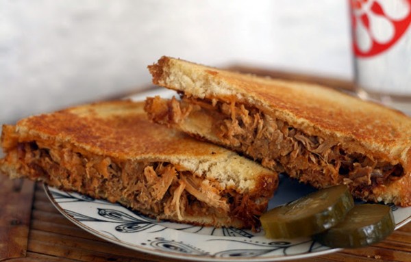 Apple butter pulled pork grilled cheese