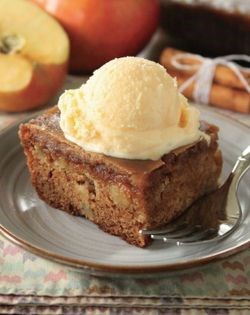 Apple cake with cinnamon brown sugar glaze