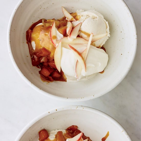 Apple-caramel sundaes