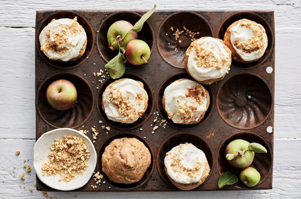 Apple, chai and ricotta muffins with apple dukkah