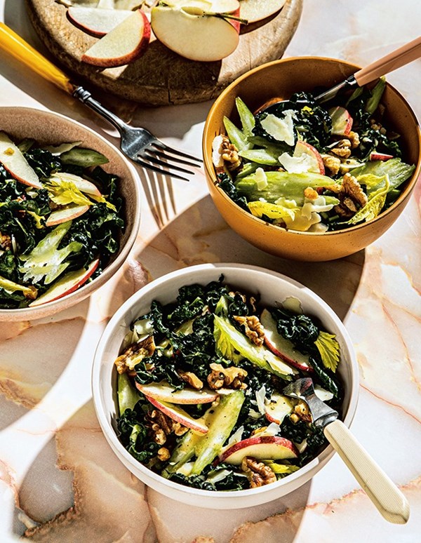 Apple, cheddar, celery & kale salad