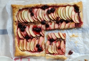 Apple, cherry and hazelnut butter tart