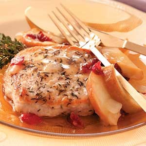 Apple-cherry pork chops