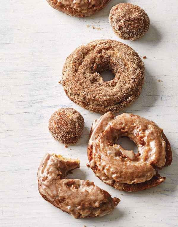 Apple cider doughnuts with cider glaze or cinnamon sugar