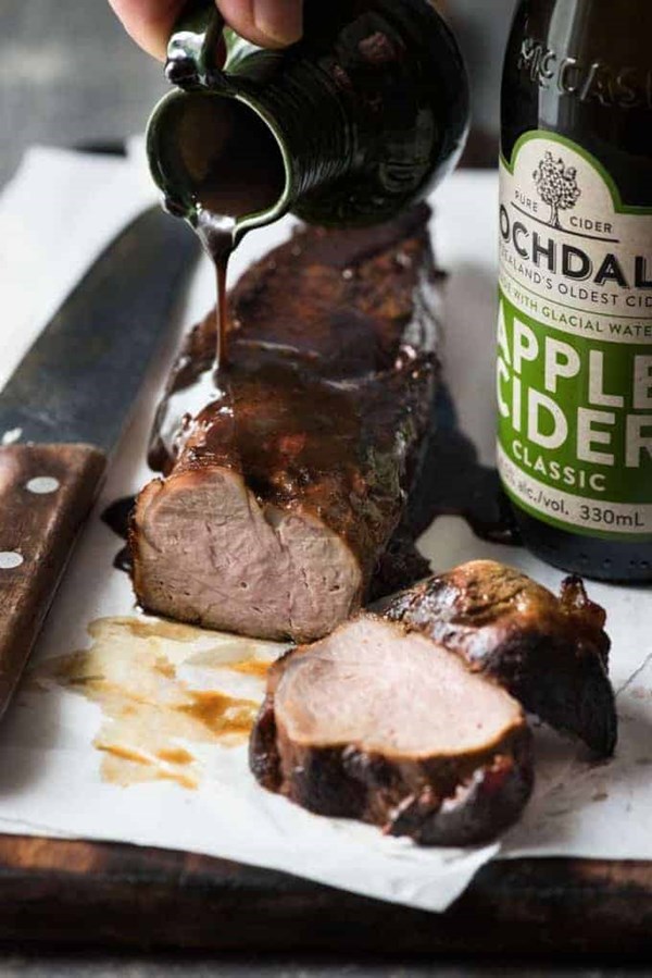 Apple cider glazed pork tenderloin