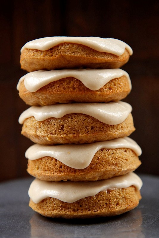 Apple cinnamon baked doughnuts with brown butter glaze