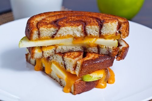Apple cinnamon swirl grilled cheese sandwich