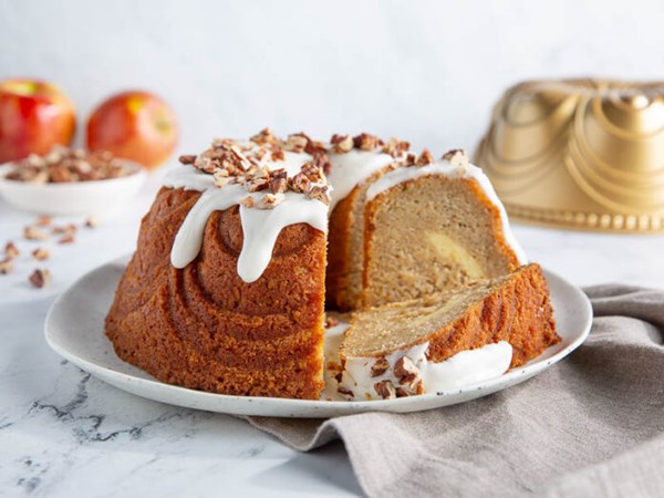 Apple cream cheese swirl bundt cake