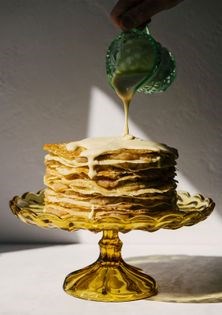Apple crepe cake w/ sherry custard