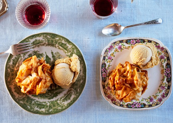 Apple croustades with brown sugar-bourbon ice cream