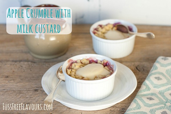 Apple crumble with A2 milk custard
