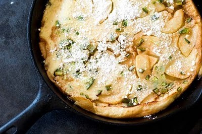 Apple Dutch baby with green chiles