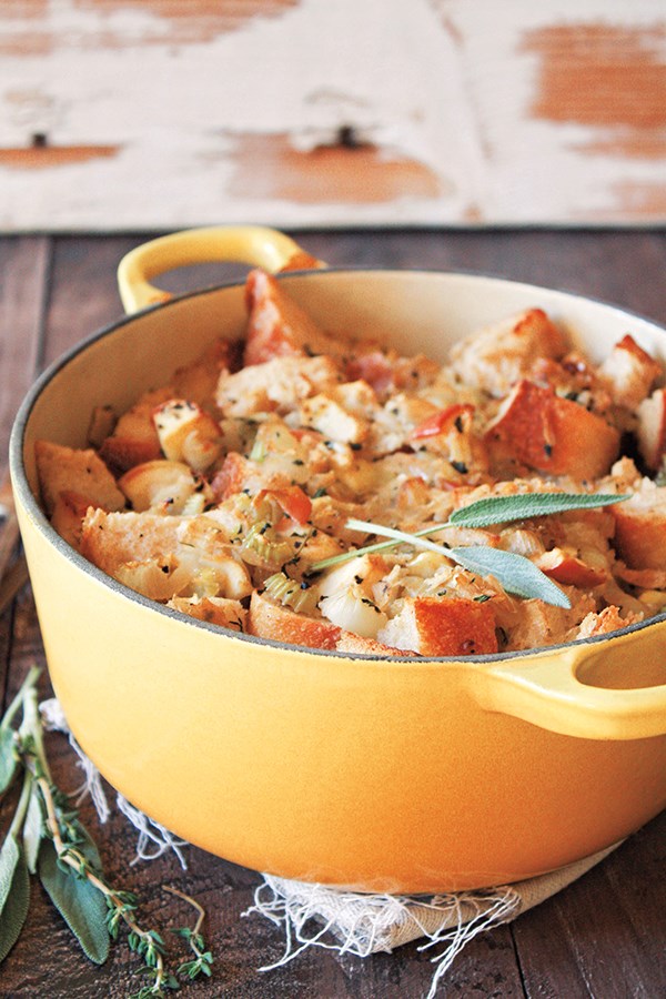 Apple fennel stuffing with caramelized onions