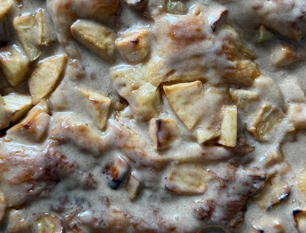 Apple fritter focaccia with brown butter glaze