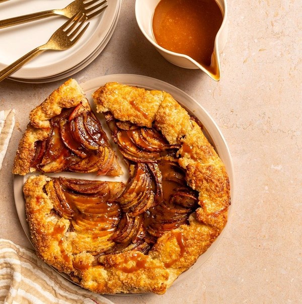 Apple galette with bourbon salted caramel