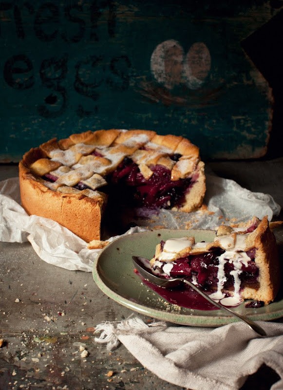 Apple, ginger and blueberry shortcrust pie