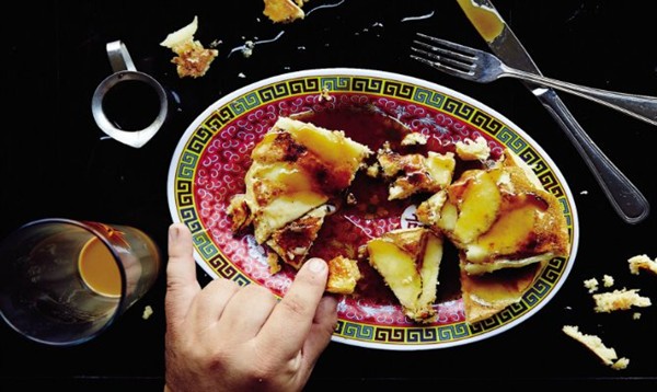 Apple pancakes with five-spice and coconut-brown butter syrup
