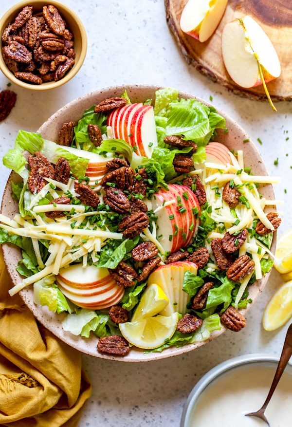 Apple pecan salad with creamy lemon dressing