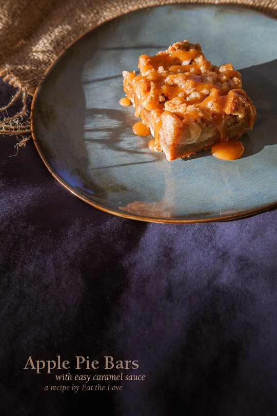 Apple pie bars with easy caramel sauce