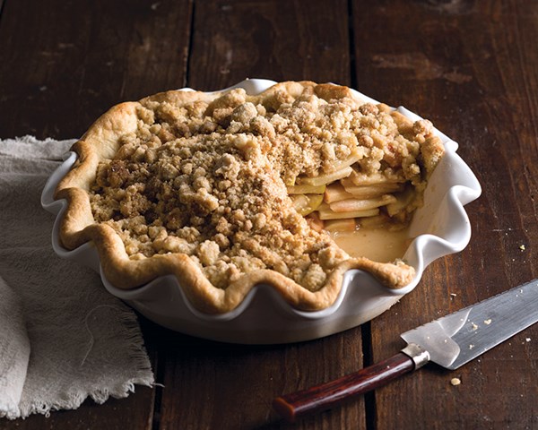 Apple pie with browned butter-oat streusel