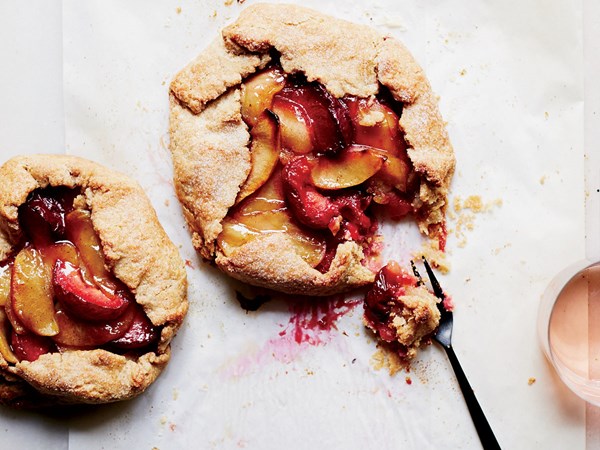 Apple-plum tarts with rye-cornmeal crust
