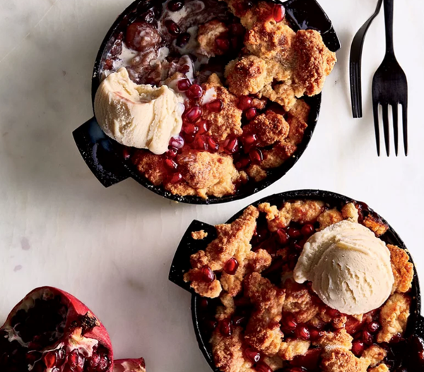 Apple-pomegranate cobbler