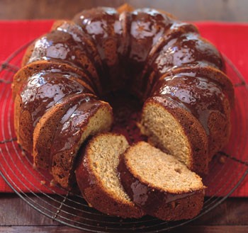 Apple spice cake with brown sugar glaze