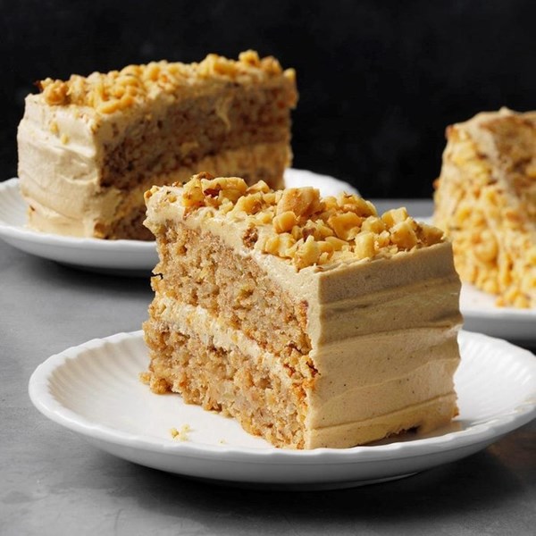 Apple spice cake with brown sugar frosting