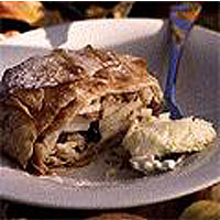 Apple strudel with almonds and cinnamon