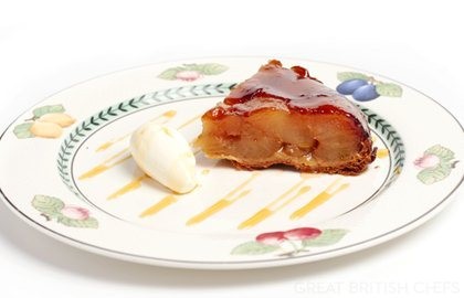 Apple tarte Tatin with crème Normande