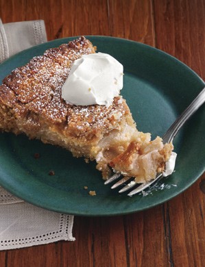 Apple torte with breadcrumb-hazelnut crust